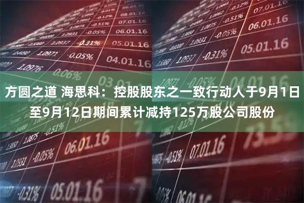 方圆之道 海思科：控股股东之一致行动人于9月1日至9月12日期间累计减持125万股公司股份